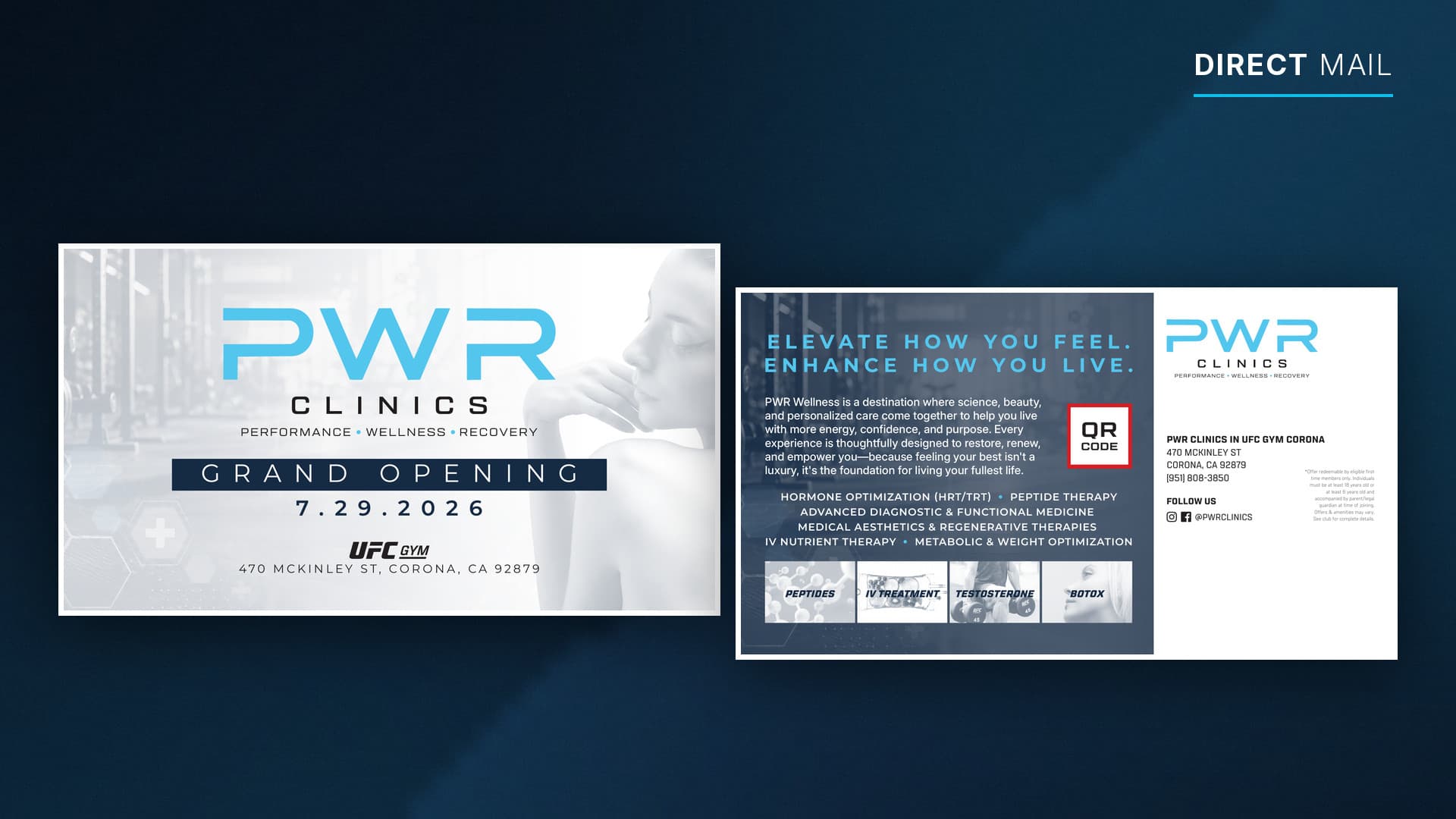 PWR Clinics grand opening direct mailer