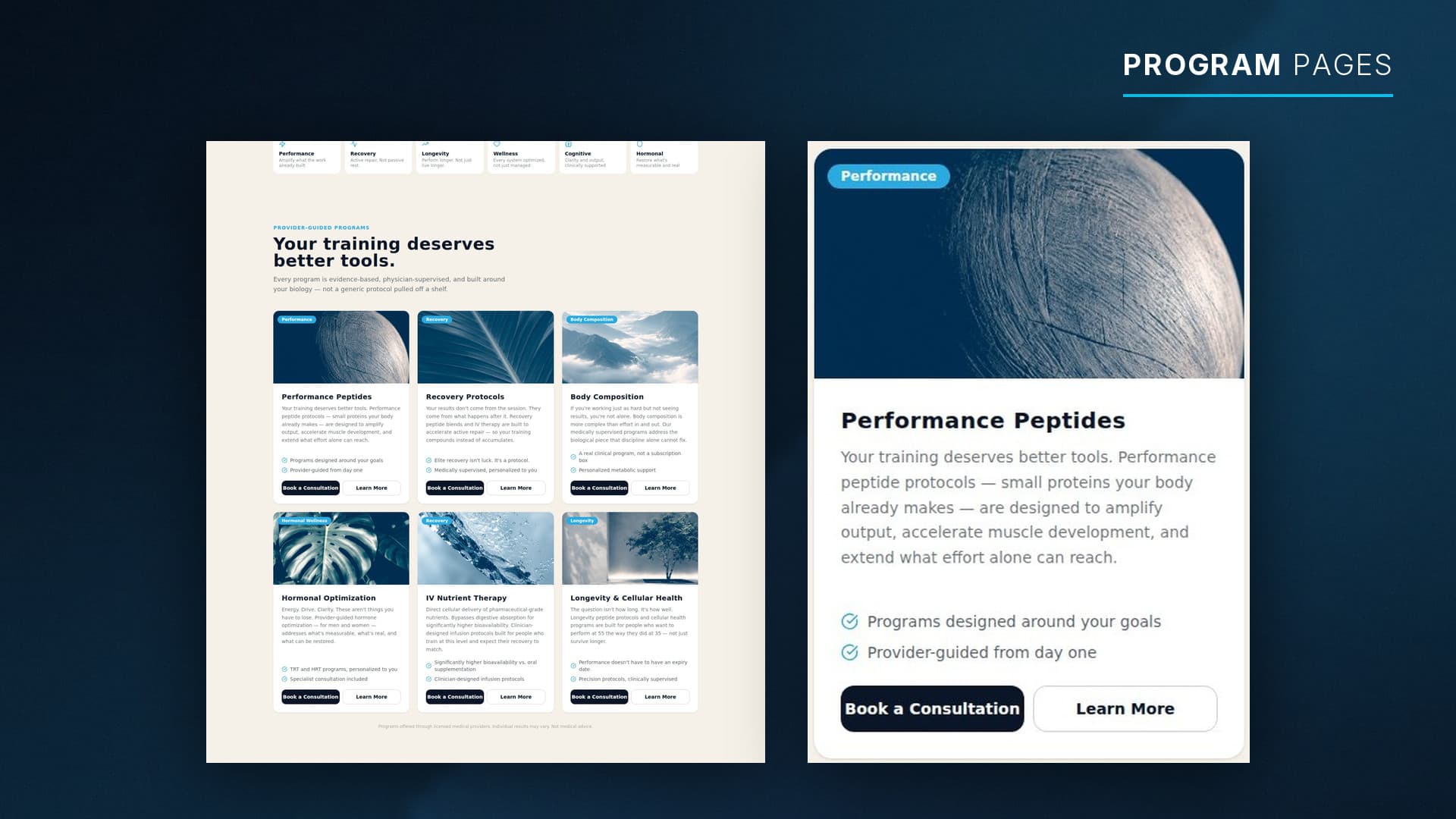 PWR Clinics website program pages