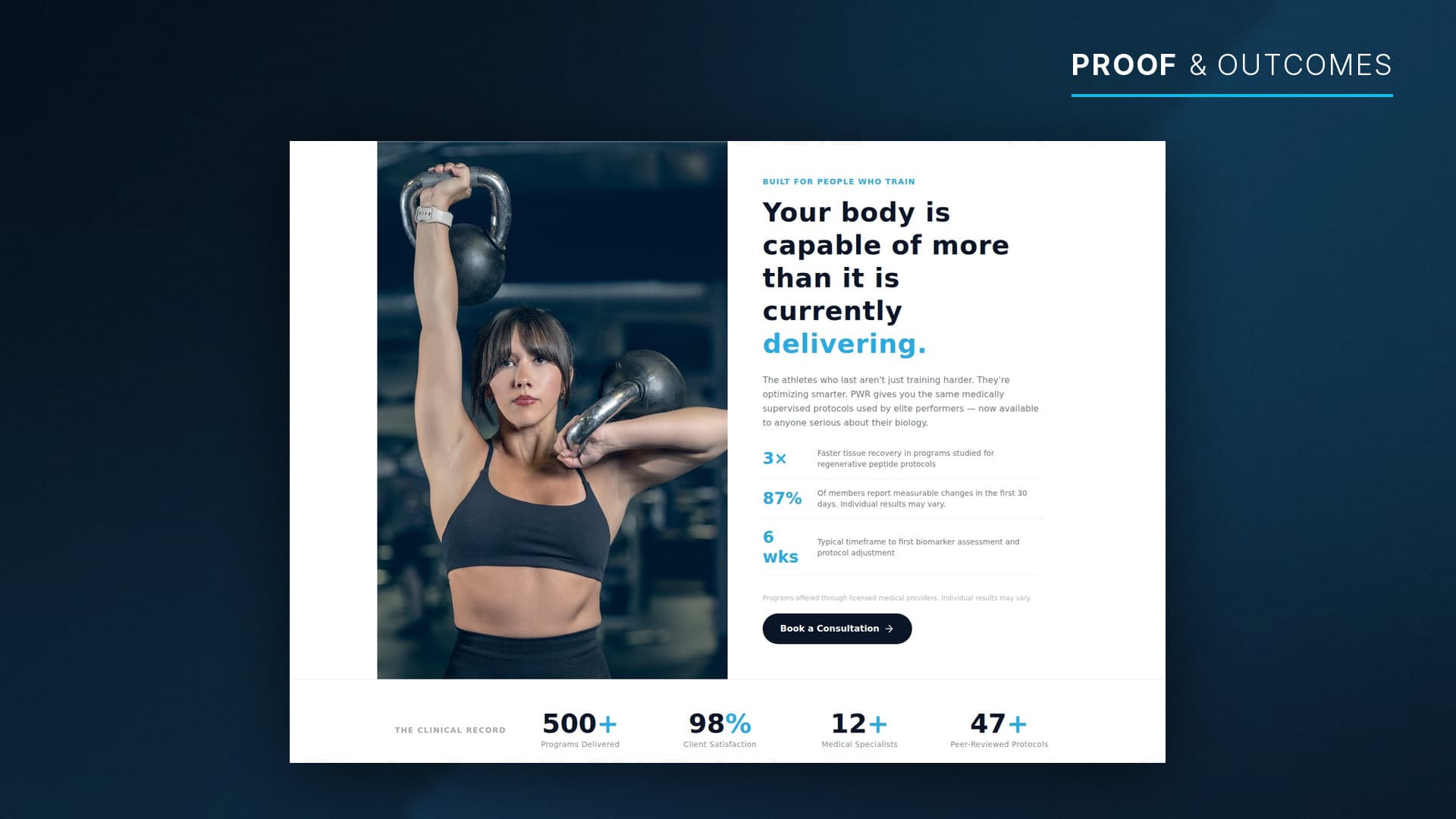 PWR Clinics website outcomes section