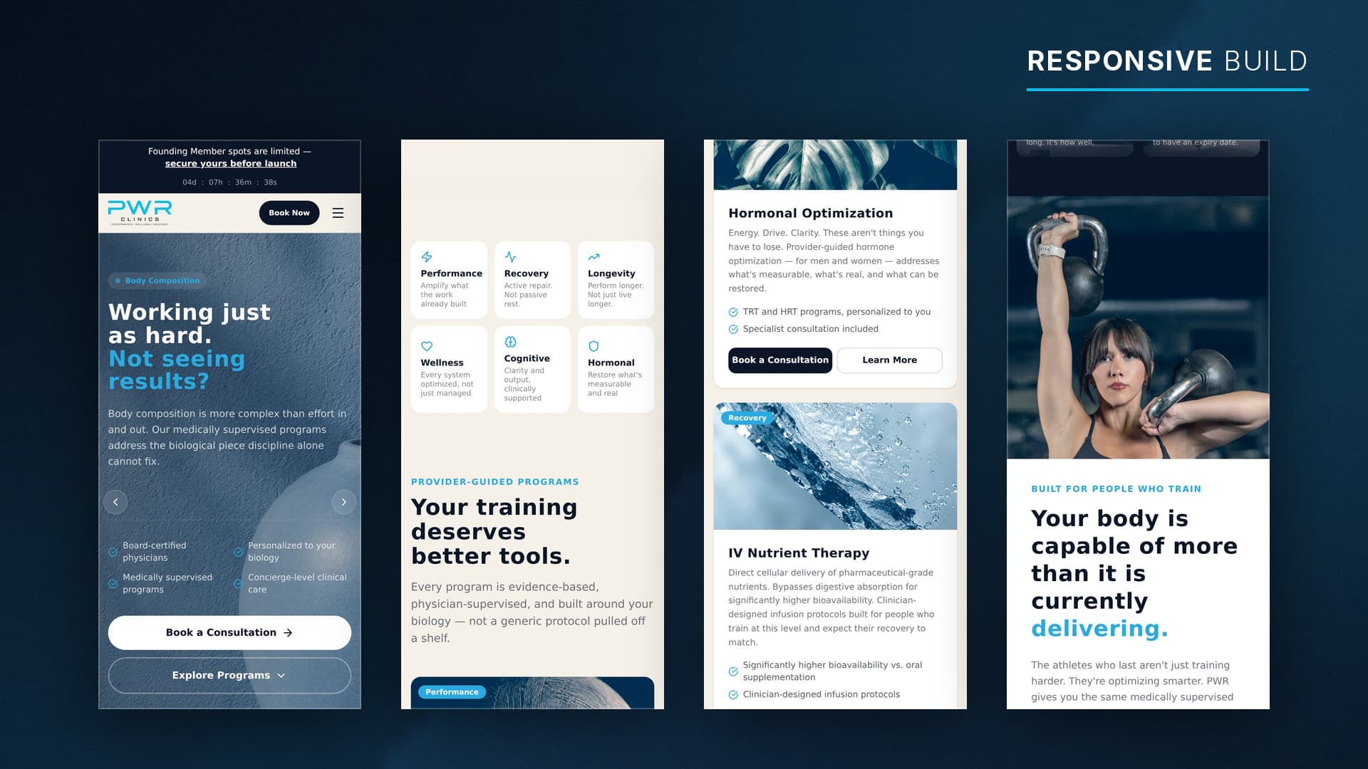 PWR Clinics website at phone width